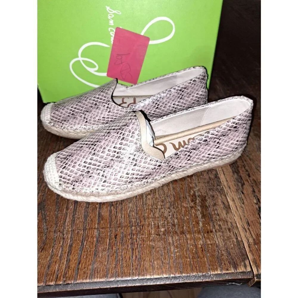 New 6M Sam Edelman Kesia Slip On Leather Loafer Snakeskin Comfort Casual Shoes